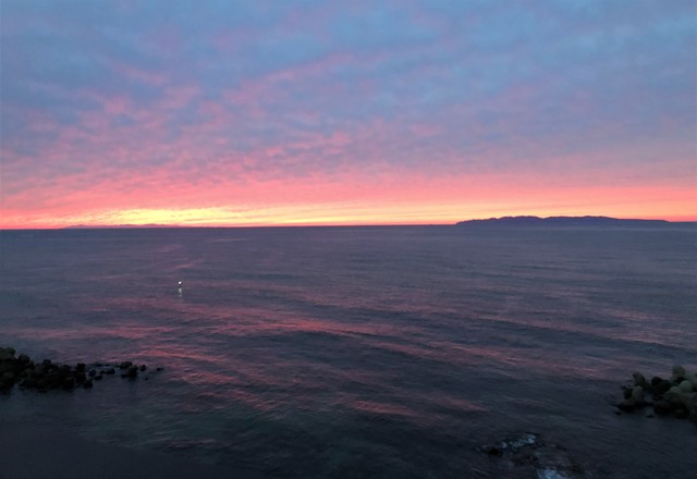 桑川駅から見える夕日