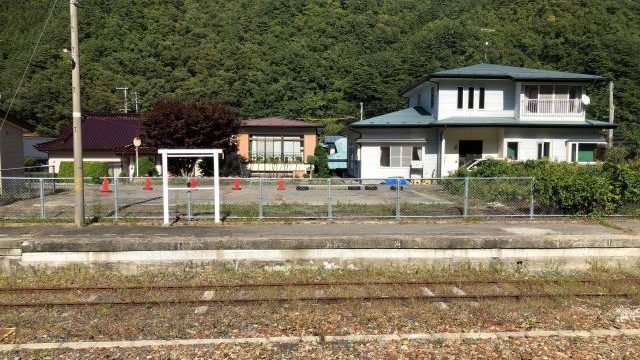 茂市駅の岩泉線ホーム跡