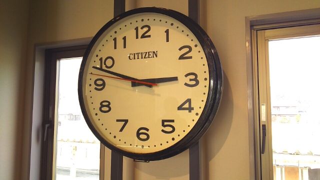 震災復興伝承館内で保存されている時計