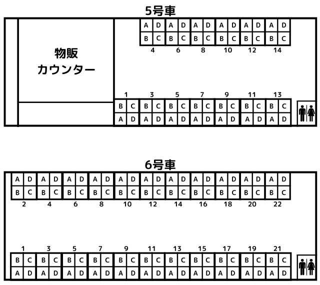 SLばんえつ物語の5号車、6号車の座席表