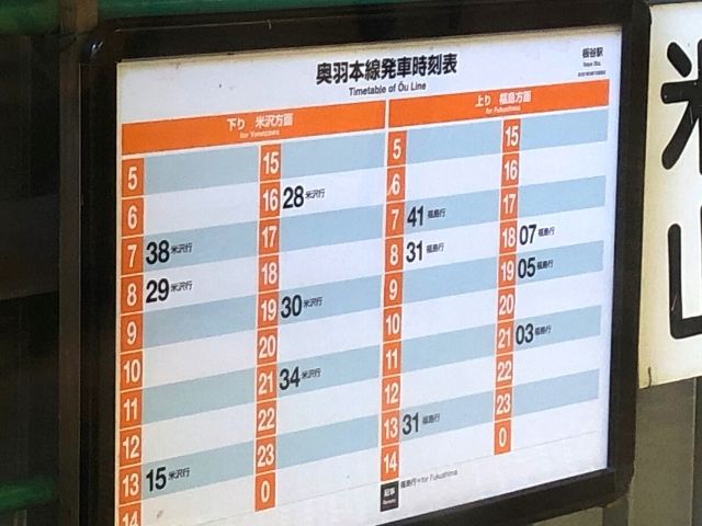 板谷駅の時刻表