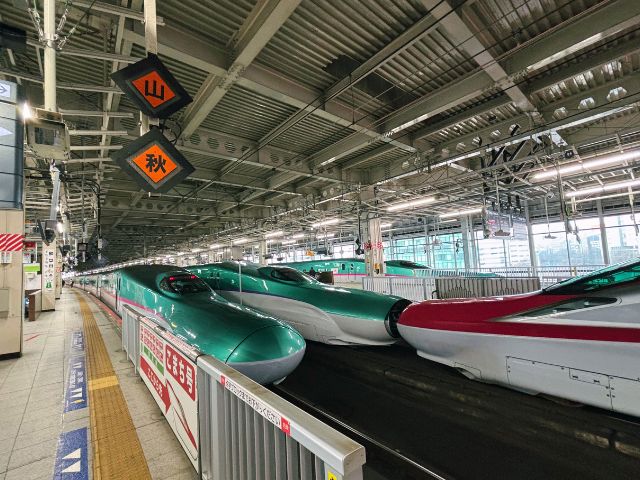 仙台駅に停車中のE5系、H5系、E6系