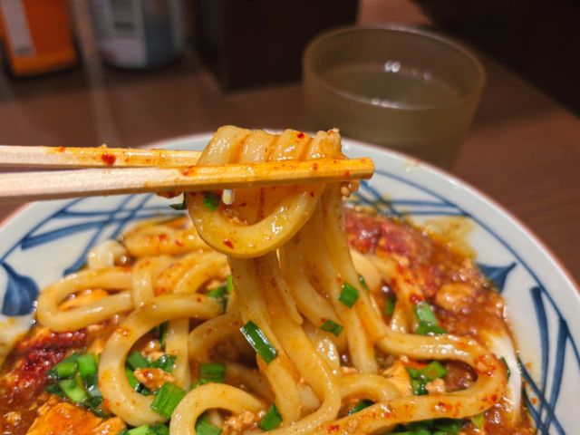 うどんをアップで